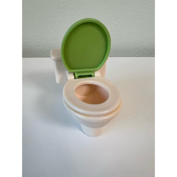 Fisher-Price Loving Family Dollhouse Bathroom Toilet Green Lid Opens - Picture 6 of 6